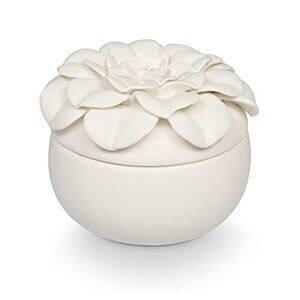 Illume Citrus Crush Ceramic Flower Candle - White